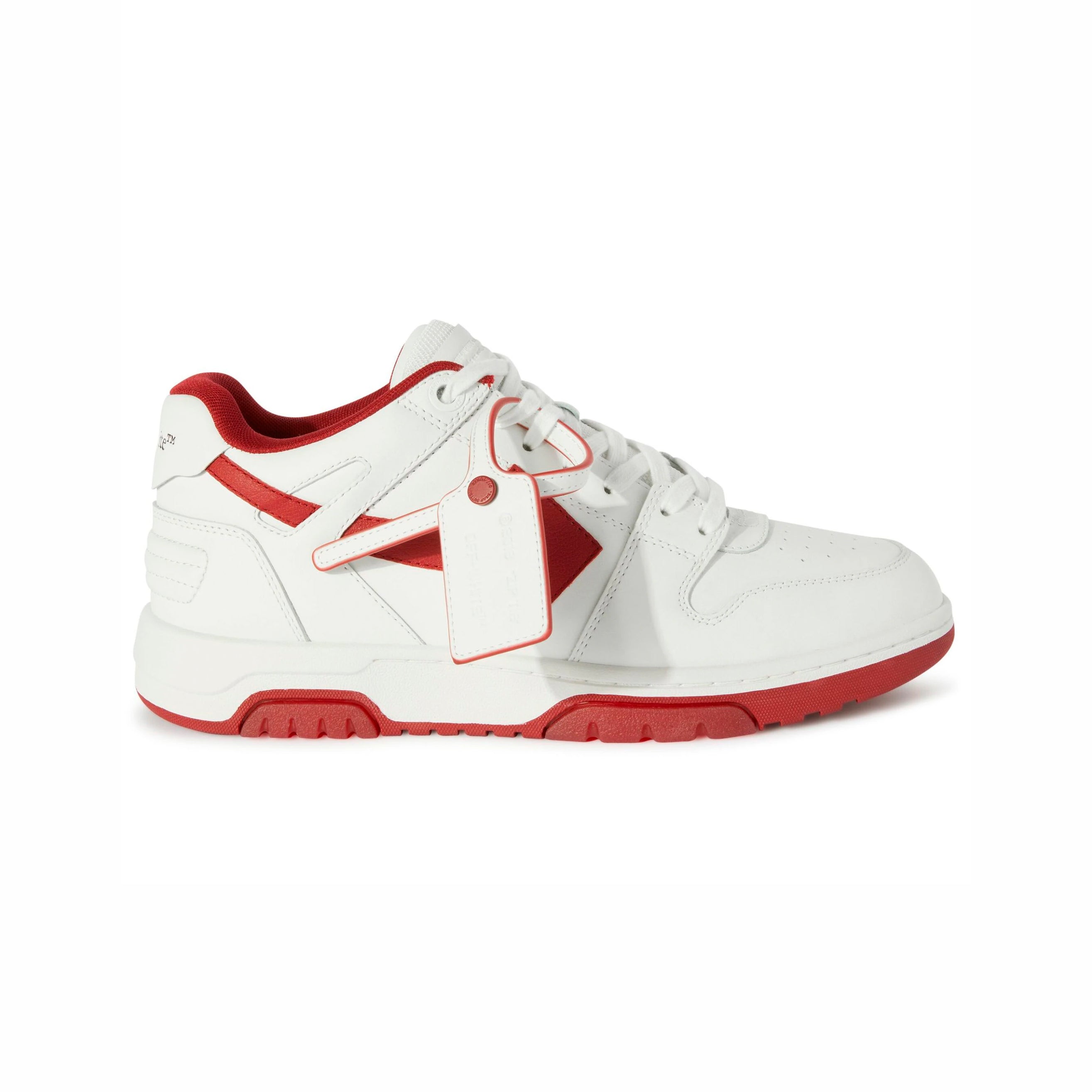 Off-White Out Of Office Sneakers Pelle Bianche e Rosse Uomo