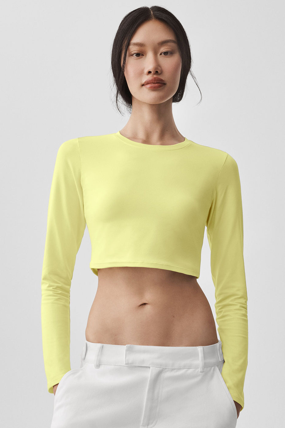 Washed Alosoft Crop Finesse Long Sleeve