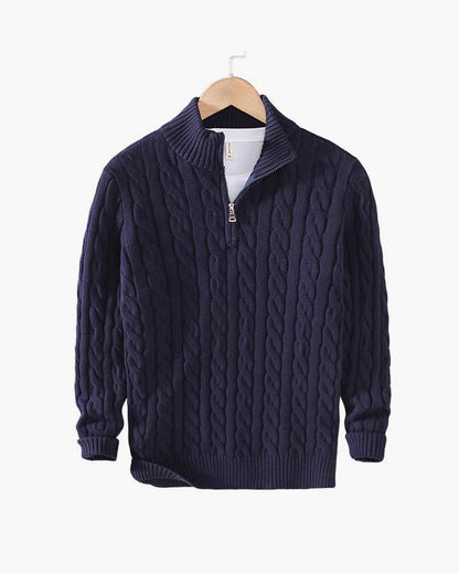 TAEBAEK Zopfmuster-Pullover mit Reißverschluss