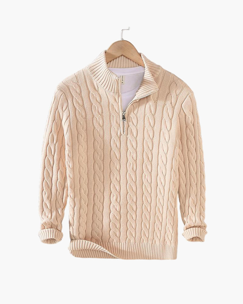 TAEBAEK Zopfmuster-Pullover mit Reißverschluss