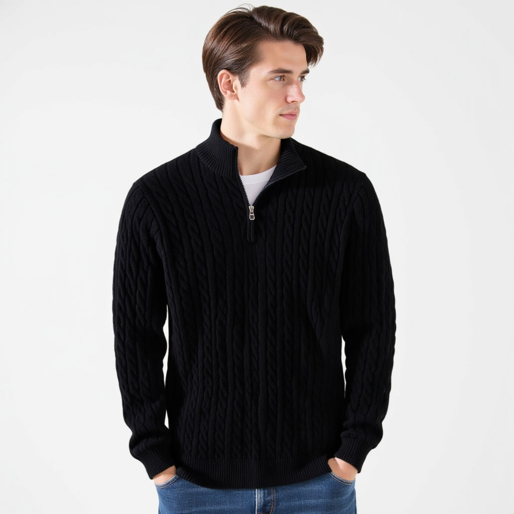 TAEBAEK Zopfmuster-Pullover mit Reißverschluss