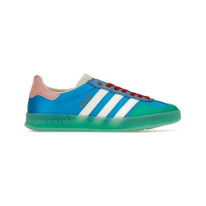 Sneakers Adidas Gazelle x Gucci Multicolor Blu Verde con Suola Trasparente