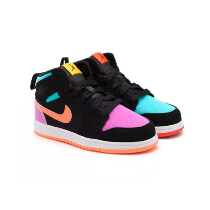 Nike Air Jordan 1 Mid Bambino Multicolor Nero Rosa Arancione
