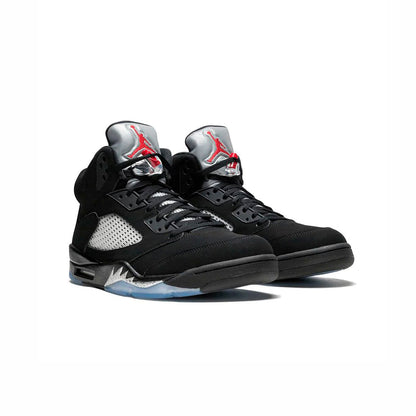 Nike Air Jordan 5 Retro Pelle Nera Argento Uomo