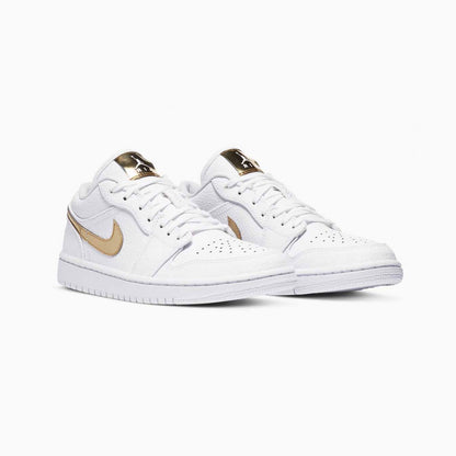 Nike Air Jordan 1 Low Bianca Oro Metallizzato Pelle Premium