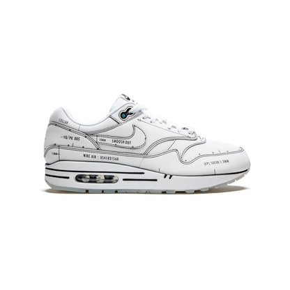 Nike Air Max 1 Sketch Schematic Bianco Uomo Sneakers Design Esclusivo