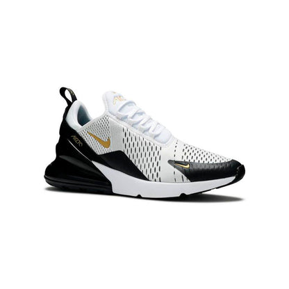 Nike Air Max 270 Bianco Nero Oro Metallico Uomo Sneakers Eleganti
