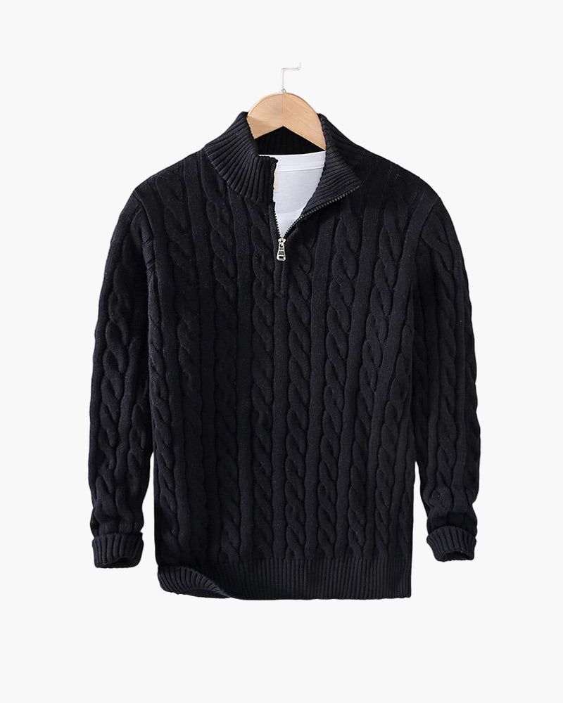 TAEBAEK Zopfmuster-Pullover mit Reißverschluss