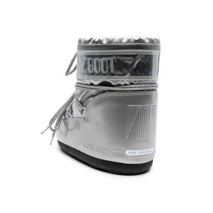 Moon Boot Icon Low Argento Metallizzato Stivali Invernali Lucidi