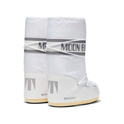 Moon Boot Icon Bianchi in Nylon Impermeabile Stivali Invernali