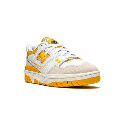 New Balance 550 Scarpe Uomo Bianche e Giallo Oro Stile Retro Sportivo