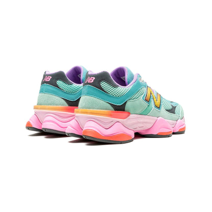 New Balance 9060 Scarpe Donna Verde Menta e Rosa Fluo in Mesh e Pelle