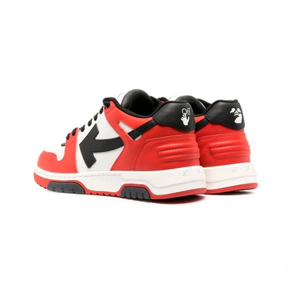 Off-White Out Of Office Sneakers Pelle Bianche Rosse e Nere Uomo