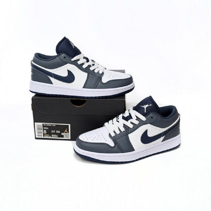 Nike Air Jordan 1 Low Bianco Grigio Blu Pelle Premium
