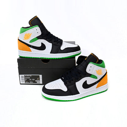 Nike Air Jordan 1 Mid Bianco Nero Arancione Verde Oakland Retro