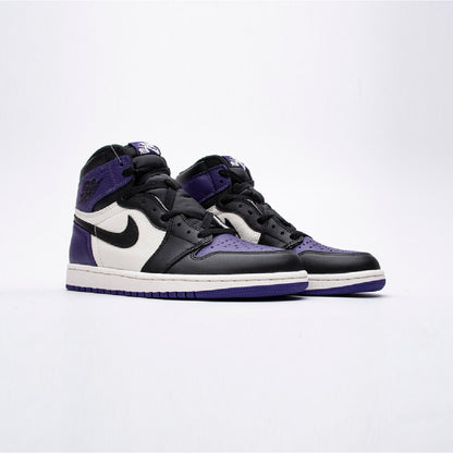 Nike Air Jordan 1 High Retro Viola Court e Bianca in Pelle