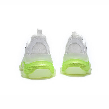 Balenciaga Triple S Sneakers Bianche con Suola Trasparente Verde Fluo