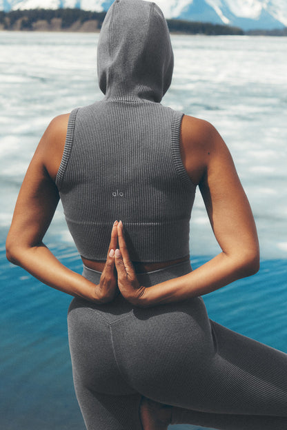 Seamless Two Tone Rib Hooded Vest