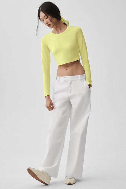 Washed Alosoft Crop Finesse Long Sleeve